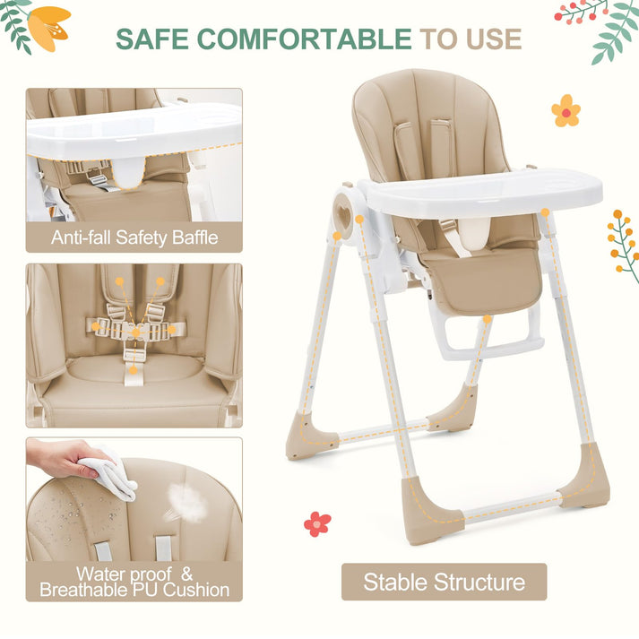 Silla alta con arnés de seguridad de 5 puntos