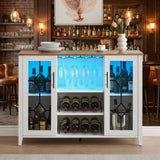 Garvee Weinschrank, LED, verstellbare Einlegeböden, Kippschutz, Servierfläche, Weiß - Weiß