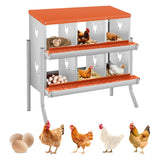 Garvee 2-stöckiges Legenest für Hühner mit 6 Fächern, Hühnernistkasten aus verzinktem Stahl, Rollaway-System, abgedeckte Eiersammelbox & Stützbeine, Orange - Orange