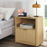 GARVEE Nachttisch 58 cm mit 1 Schublade, Modernes Wellendesign, Beistelltisch in Eiche für Schlafzimmer & Wohnzimmer