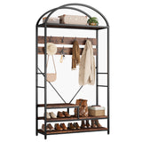 Garvee Flurgarderobe 3-in-1 mit Schuhregal, 16 Haken & Ablage, 100 × 30 × 180 cm, Doppelbogen-Design, Vintage - Vintage