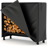 Garvee Feuerholzregal 122 × 34 × 110 cm – Mit wasserdichter Abdeckung aus Oxford-Gewebe, Wetterfest & Robust für Garten & Terrasse - Schwarz