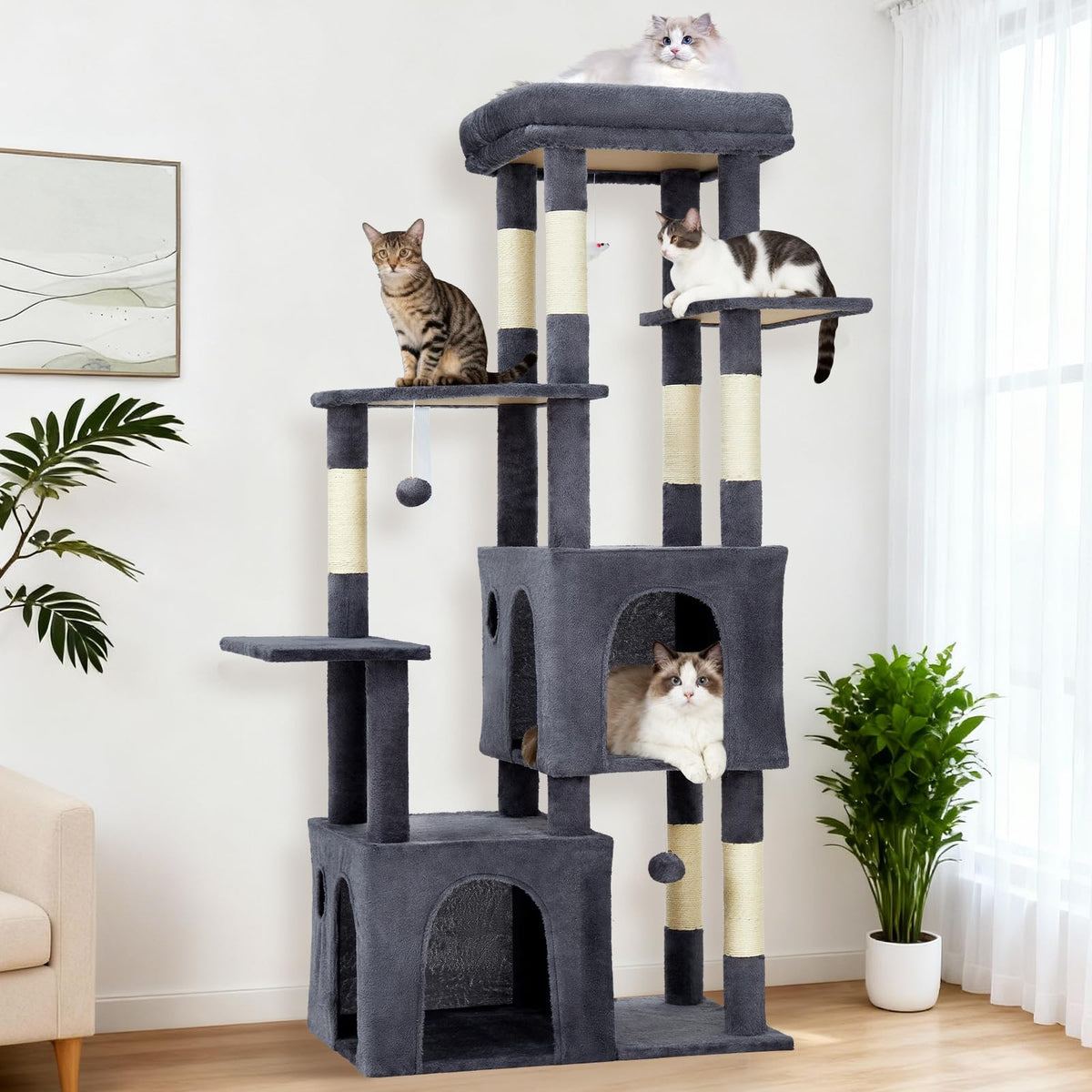 Kratzbaum für große Katzen Dunkelgrau