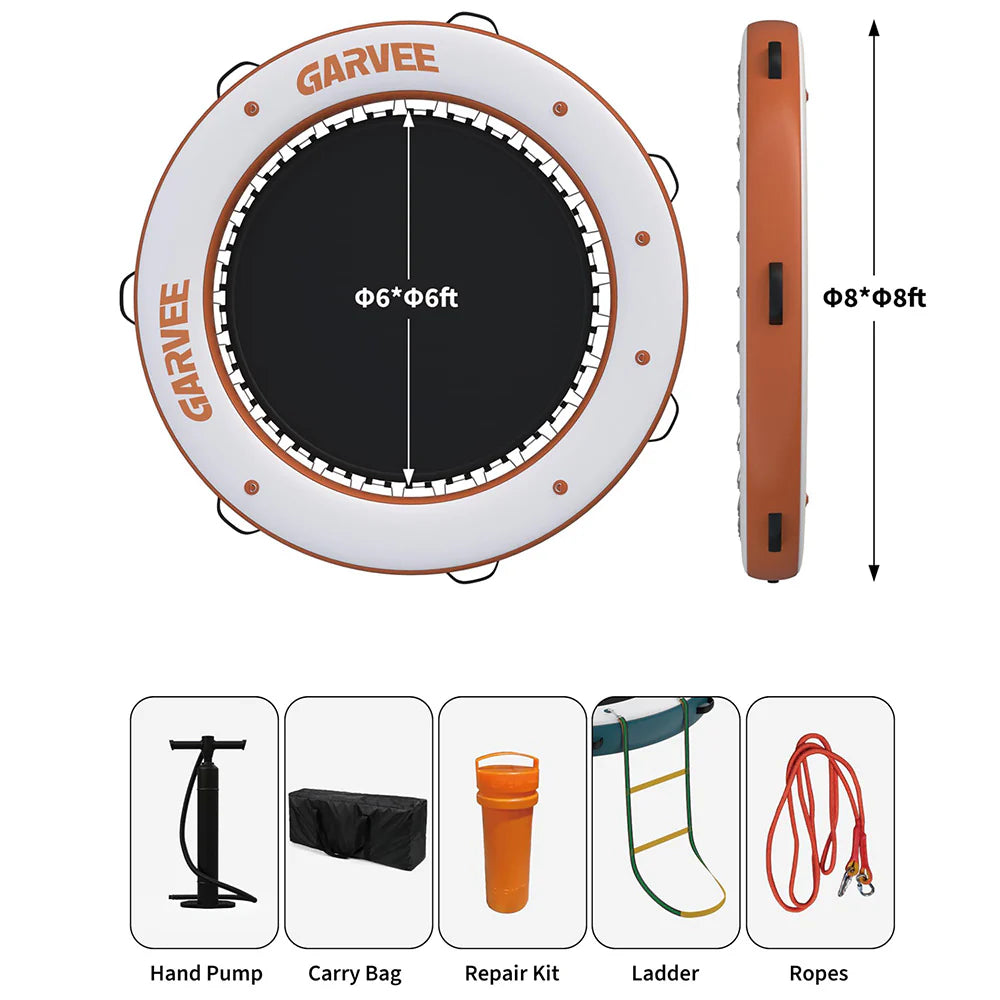 GARVEE Aufblasbare Badeinsel 2,4 m, Runde Schwimminsel mit 1,8 m Hängematte, Strapazierfähiges PVC, Für Pool, Strand & Meer, Orange
