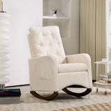 Garvee Schaukelstuhl Baby Glider Mit Seitentasche Ergonomisch Gepolstert Für Wohnzimmer Und Kinderzimmer Polyester Gummibaumholzbeine - Weiß