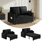 Garvee 3-in-1 Schlafsofa Loveseat Mit Stahlrahmen USB-Ladeport Becherhalter Für Apartments 56 Zoll Schwarz - 