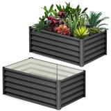 Garvee Galvanisiertes Hochbeet 180×90×45 cm – Stabile Stahlkonstruktion, Rostschutz, Offener Boden, Sicherheitsecken - Dunkelgrau