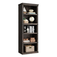 Garvee 5-stöckiges Bücherregal 62 x 32 x 171 cm, stabiles Standregal aus MDF im Kolonialstil, graues Holzregal mit Stauraum für Wohnzimmer, Büro & Arbeitszimmer, Eiche Dunkel