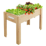 Garvee Erhöhtes Gartenbeet 47x30x22in Aus Massivem Kiefernholz Mit Beinen & Haken Für Terrasse & Garten Naturholz - 