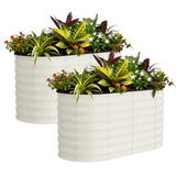 Garvee Hochbeet Set 2 Verzinkt, 120×60×60 cm, Stahl, Offener Boden für Garten & Terrasse - Beige