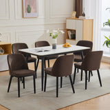 Garvee Esszimmerstühle 6er-Set, moderne Polsterstühle mit gebogener Rückenlehne & Holzbeinen, Braun