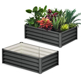 Garvee Verzinkte Hochbeete 180×90×30 cm – Metall, Gummikanten, 0,3 mm für Balkon & Garten - Dunkelgrau