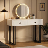 Garvee Schminktisch Mit Spiegel Und 3-Farb-LED-Licht, Verstellbare Helligkeit, 2 Schubladen, Weiße MDF-Oberfläche, Modernes Design, Schlafzimmer