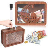 Garvee Box Für Bargeld Mit Markierungsstift Und Zahlenzähler, Holzglas Münzkassette Für Kinder, 20x14,5x7,6 cm, Langlebig Und Wiederverwendbar