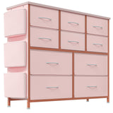 Garvee Kommode Mit 10 Stoffschubladen & Seitentaschen Für Schlafzimmer Wohnzimmer Flur, Metallgestell, Industrie Stil, Stabil, Viel Stauraum - 