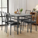 Garvee Esstisch-Set Für 4 Mit Polsterstühlen, Holz, Retro Design, MDF Platte, Metallrahmen, Platzsparend, Kleine Wohnungen, Rustikal Schwarz - schwarz