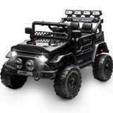 Garvee Schwarz Elektroauto für Kinder 12V mit Fernbedienung, 2-Sitzer, 5 km/h, Musik & LED-Lichter, 3-8 Jahre - Schwarz