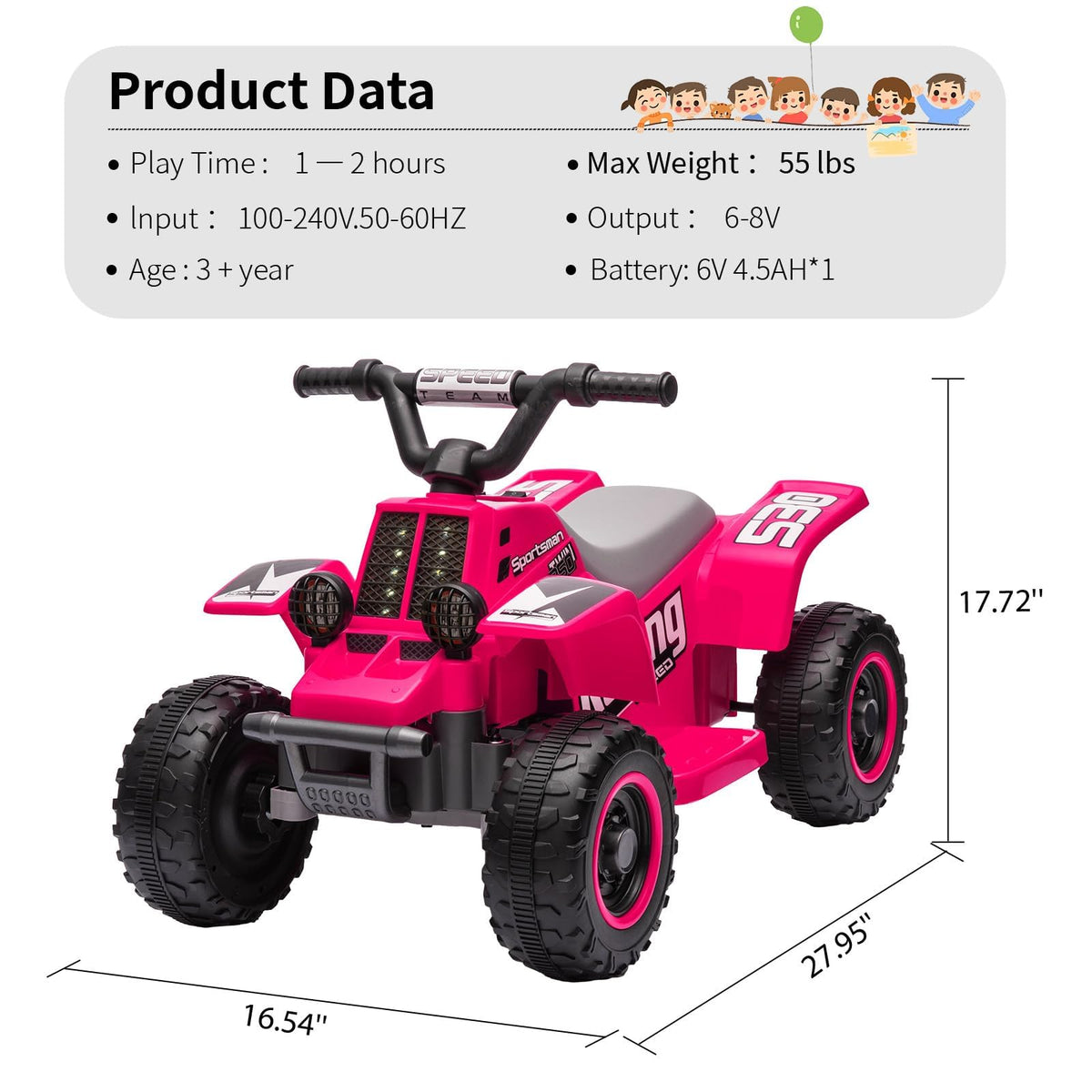 Elektro-Quad Kinder ATV Maße 70 x 42 x 45 cm