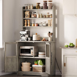 Garvee Bäckerregal, mit Stauraum, pflegeleicht, mikrowellengeeignet, MDF, Retro, Grau
