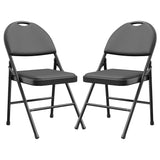 Garvee Klappstühle Set 2, PU Leder Gepolstert, Metallrahmen, Faltbar, Für Büro & Events - Schwarz