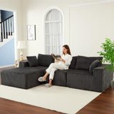 Garvee Modulares Sofa aus Cord, 274 cm, wolkenweicher Komfort, ohne Montage, für Wohnzimmer, Grau - Grau