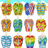 Garvee 12er Set Flip Flop Diamant Malerei DIY Schlüsselanhänger, Doppelseitig, Funkelnd, Anfängerfreundlich, Sommerdeko