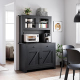 Garvee Weinschrank, mit Stauraum, mit verstellbaren Regalen, mit Kippschutz, Glas, Modern, Schwarz - Schwarz