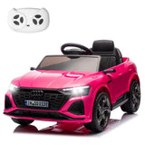 GARVEE Audi Kinder-Elektroauto 12 V mit 2,4-GHz-Fernbedienung, Sicherheitsgurt, Sanftanlauf, Musik und LED-Lichtern, 3–6 Jahre, Mehrfarbig - Rosa