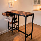 Garvee Weinschrank 100×40×90 cm, USB, Kippschutz, Steckdosen, Servierfläche, Vintage - Vintage