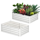 Garvee Verzinkte Hochbeete 180×90×30 cm – Metall, Gummikanten, 0,3 mm für Balkon & Garten - Beige