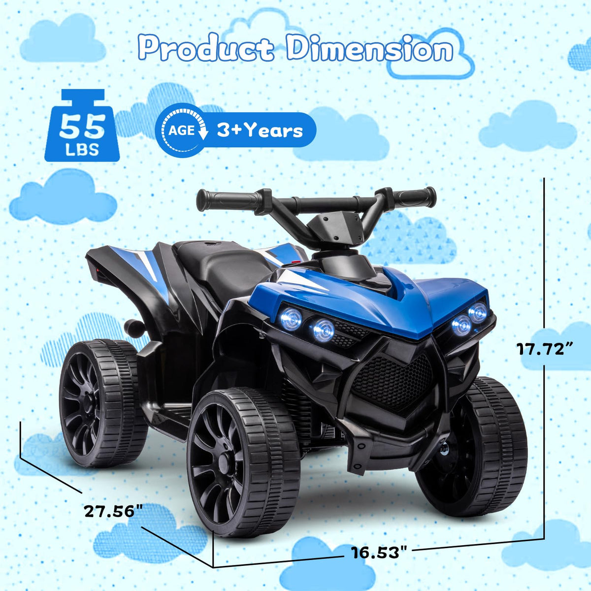 Quad électrique bleu avec batterie 6 V