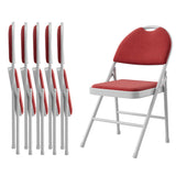 Garvee Klappstühle Set 6, Leinenstoff Gepolstert, Metall, Stapelbar, Für Camping & Büro - Rot