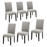 Garvee Esszimmerstühle 6er-Set, gepolstert mit Leinenbezug, ergonomische Rückenlehne, Holzbeine, Grau