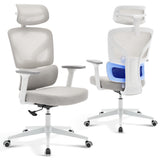 Garvee Ergonomischer Bürostuhl Mesh Mit Verstellbarer Lendenstütze 3D-Armlehnen Metallrahmen Hoher Rücken Drehbar Für Büro Und Home Office Schwarz - Grey-P