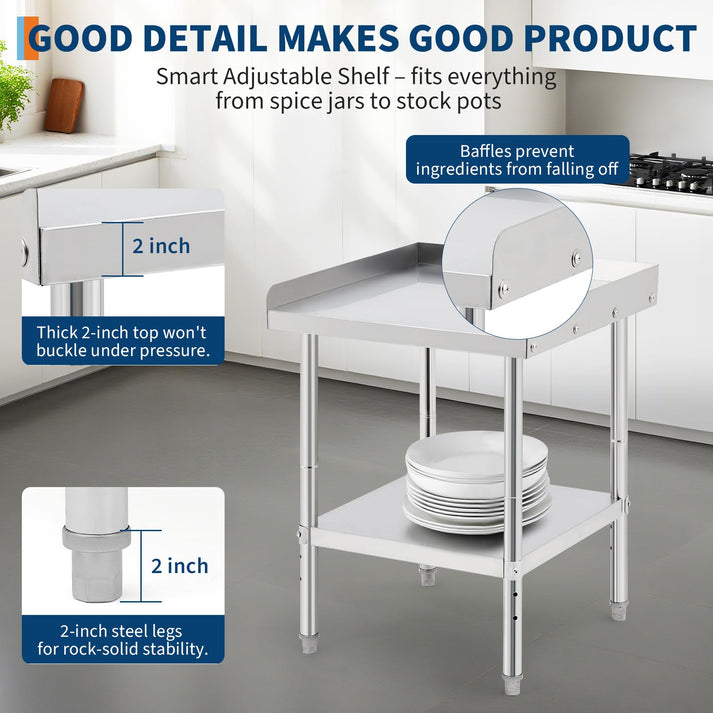 2 Zoll dicker Tisch und 1,6 Zoll dicker Regalboden für extreme Stabilität