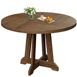 Garvee Runder Esstisch Für 4, Holz, 47 Zoll, Stabiles Kreuzgestell, Verstellbare Füße, Braun, Küche & Esszimmer - braun