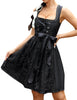 Garvee Damen Dirndl 2tlg. Midi Trachtenkleid Kurz Mit Dirndlschürze Für Oktoberfest Schwarz Gr.38-52