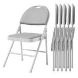 Garvee Klappstühle Set 6, PU Leder Gepolstert, Metallrahmen, Faltbar, Für Büro & Events, Grau - Grau