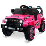 Garvee 12V Kinder-Elektroauto, elektrisches Spielzeugauto mit 2,4-GHz-Fernbedienung, Bluetooth-Musikfunktion, Hupe und LED-Scheinwerfern, für Kinder von 3 bis 8 Jahren, Rosenrot - Rosenrot