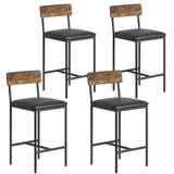Garvee Barhocker 4er-Set, 65 cm Tresenhocker mit PU-Kunstleder-Sitz & Rückenlehne, Metallrahmen, Vintage, gepolstert - 