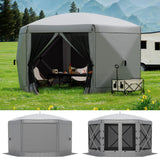 Garvee Sechseckiger Pop-up-Pavillon, Festes Dach, One-Push-Pop-up-Rahmen, Grau - Grau