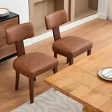 Garvee Esszimmerstühle 6er-Set, gepolstert mit PU-Kunstleder, ergonomische Rückenlehne, Holzbeine, Braun - Braun