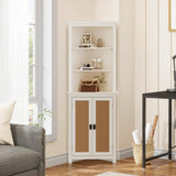 Garvee Farmhouse Eckschrank 64" H Mit 6 Regalen & 2 Scheunentüren, Verstellbares Regal, Weiß, Für Wohnzimmer & Bad, Holz, Feuchtigkeitsbeständig, Anti-Kipp