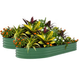 Garvee Hochbeet Set 2 Verzinkt, 300×120×45 cm, Stahl, Offener Boden für Garten & Terrasse - Grün