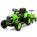 Garvee 12V Kindertraktor elektrisch, Spielzeug-Traktor mit Doppelmotor, elektrisches Aufsitzfahrzeug für Kinder ab 3 Jahren, Grün - Grün