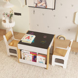 Garvee Kinder Tisch und Stuhl Set 4-in-1 Aktivitätstisch mit Stauraum, Holz, Multifunktional, Sicher, Für Kinderzimmer - weiß