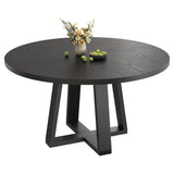 Garvee Runder Esstisch Ø 120 cm, für 4–6 Personen, mit Sockelfuß, Landhausstil, Schwarz