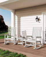 Garvee Adirondack-Schaukelstuhl-Set, 2 Stühle + 1 Tisch, Hohe, offene Rückenlehne, Weiß - White