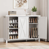 Garvee Schuhschrank Mit Türen Farmhausstil 4-Stufig Groß Weiß MDF Robust Anti-Kipp Sicher Für Flur Wohnzimmer
