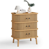GARVEE Kommode mit 3 Schubladen und Schiebetür, Moderner Stauraumschrank aus Holz für Schlafzimmer, Wohnzimmer, Flur & Eingangsbereich, Natur